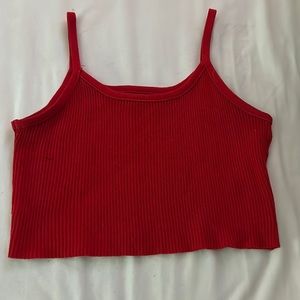 Red cropped tank top